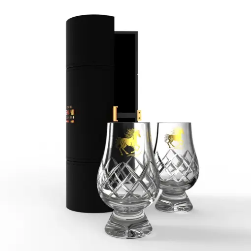 Lunar New Year Horse - Cut Glencairn Glass Travel Set
